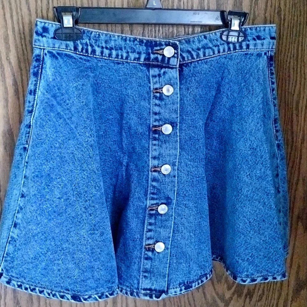 A-line Flowy Jean Skirt - Picture 1 of 8